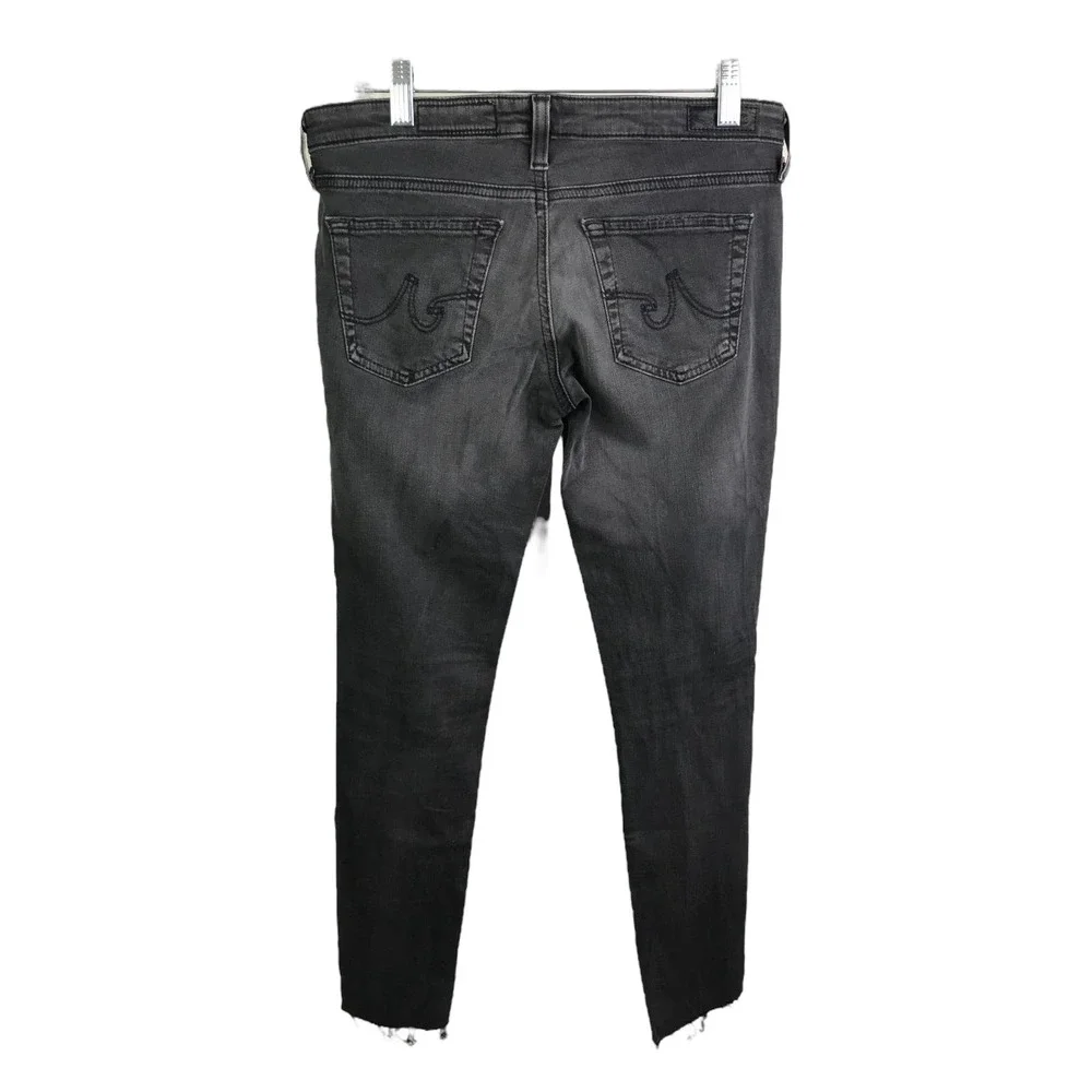 AG Adriano Goldschmied Women's Skinny Jeans Black Denim Distressed Rip Denim 26R